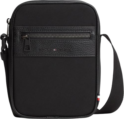 Tommy Hilfiger Herren Crossbody Bag Tasche Repreve Mini Reporter mit Außentasche, Schwarz (Black), Einheitsgröße