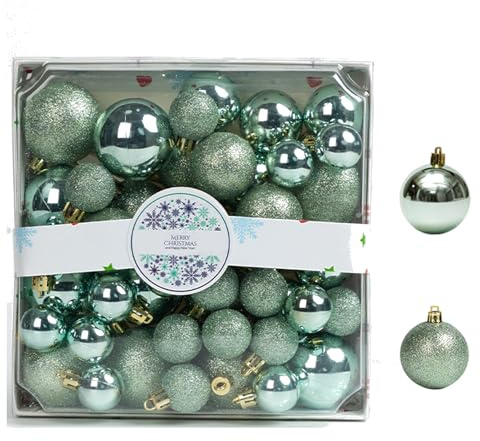 44 Stück Weihnachtskugeln Set, Weihnachtsbaumkugeln Ornamente Set, Weihnachtskugeln Kunststoff, Weihnachtsbaum Deko Für Party (44 pcs,Grün)