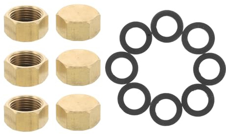 AKOOSY 6 Juegos De Tapones Roscados De Latón para Manguera Tapones para Tubería De Cobre Tuercas Hexagonales para Válvula De Radiador para Extremo De Tubería De Cobre