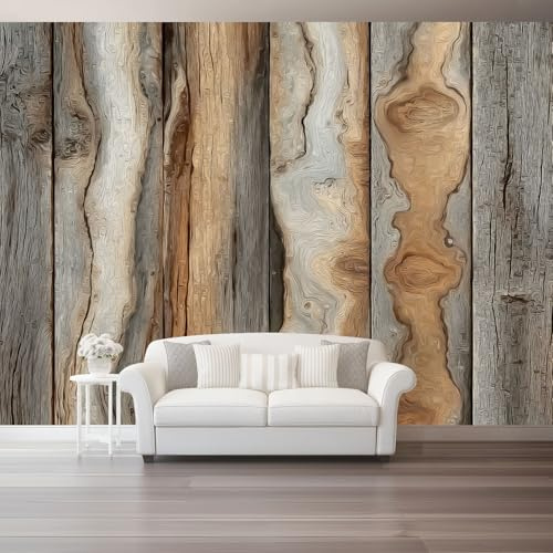 Fototapete Natur Rustikal Holz Zaun - Art Fototapete Braunes Tapete 3D Effekt Wand Dekoration Wohnzimmer Schlafzimmer Büro Flur Moderne Wandtapete 200 x 140 cm