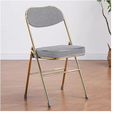 Silla plegable de terciopelo, taburete de oficina plegable con asiento acolchado grueso, marco de acero, silla de visitante para comedor, estudio, sala de estar, asiento de eventos de color gris