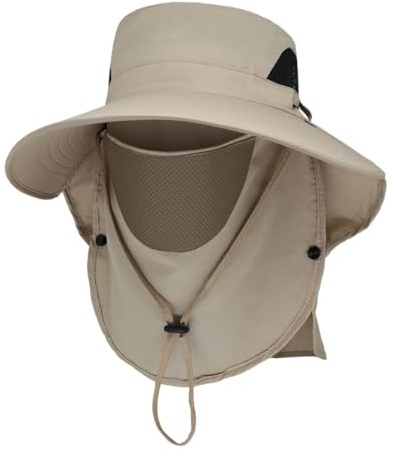 WUFKOP Cappello da Sole con Protezione Integrale, Cappello Anti UV UPF 50+ con Bordo Largo e Scudo per il Collo, Leggero e Pieghevole per Pesca, Trekking, Escursionismo, Uomo e Donna