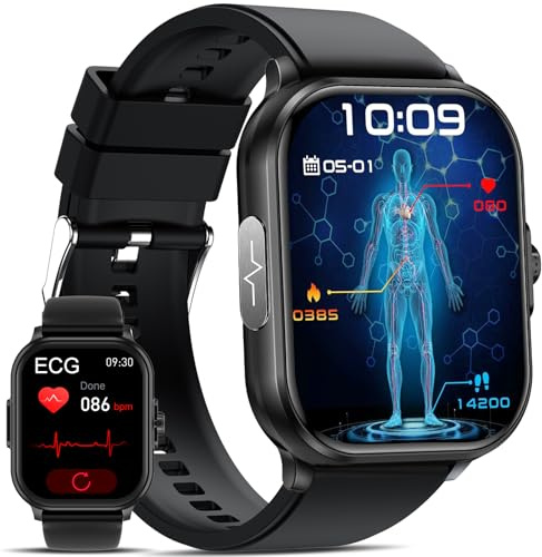 2026 Nuovo orologio smartwatch donna uomo misura 𝐆li𝐜𝐞m𝐢𝐚 ECG pressione sanguigna arteriosa,HRV,cardiofrequenzimetro,ᴀᴘɴᴇᴀ ɴᴏᴛᴛᴜʀɴᴀ,Sonno,SpO2,Acido Urico,2.01ecg monitor watch Funzione Telefono
