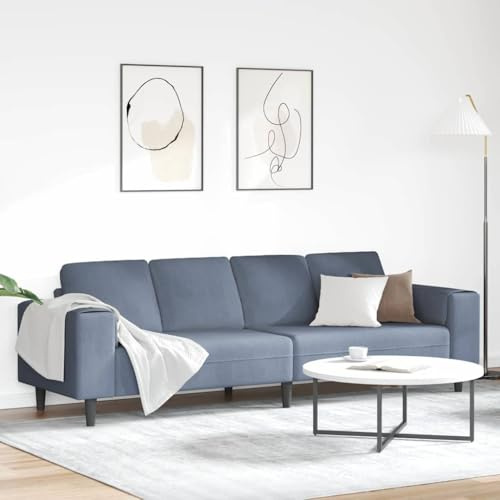 QUAHEAS Modernes Cordstoff Sofa Blau, 250 x 77 x 76 cm, mit Kissen, atmungsaktiv, für Wohnzimmer und gemütliche Zusammenkünfte