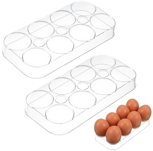 Esshogo 2 Stück Eierhalter Kühlschrank, Universal-Eierhalter, Transparentem Eieraufbewahrung Mit Platz Für 16 Eier, Eieraufbewahrungsbox, Für Praktische Und Sichere Lagerung Von Eiern