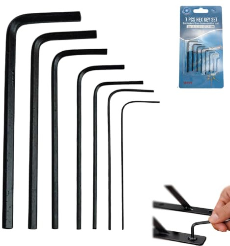 Miniature Hex Key Set 7pc, Chrome，Small Allen Keys Mini Micro Hexagon Hex Allen Key Set Wrench Screwdriver Tool Kit 0.7mm/0.9mm/1.3mm/1.5mm/2mm/2.5mm/3mm