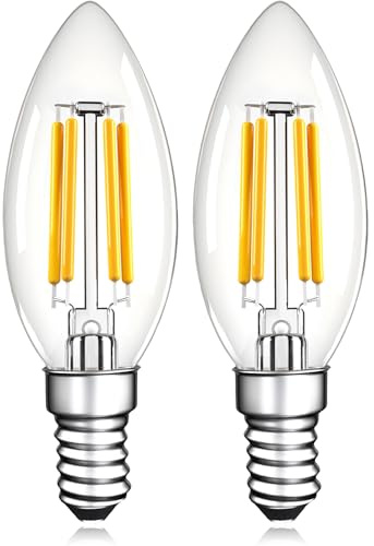 Dimmbar E14 LED Kerze Birne 40W Ersatz,4W 550LM Classic Kerzenlampe | für Kronleuchter,2700K Warmweiß C35 Vintage Filament Leuchtmittel,230V
