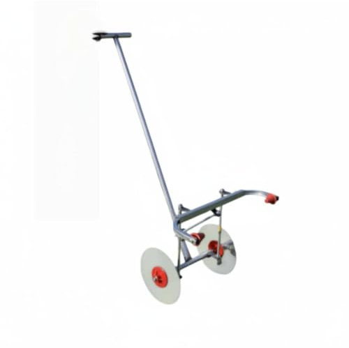 Jiuvaso Applicatore Agricolo Strumento Manuale Stendipacciamatura Carrellato Attrezzo Mulch con Ruote Anteriori a Disco E Struttura in Metallo per , Doppio Disco, Interasse 25cm Per Pellicola Da 40cm