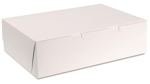 Southern Champion Tray 1025 Premium Clay Coated Kraft Paperboard White Non-Window Sheet Cake and Utility Box, 14 Length x 10 Width x 4 Height, 1/4 Sheet (Case of 100)