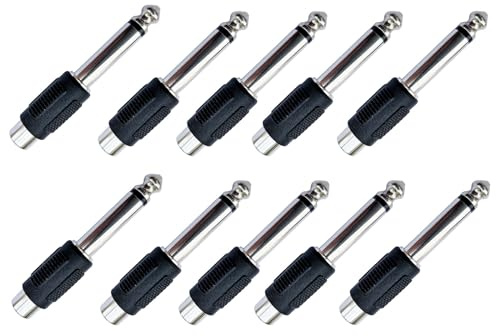 10er Set Adapter Cinch Buchse auf Klinkenstecker 6,3mm mono/Cinch Klinke Aux