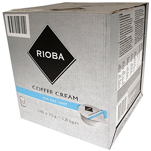 Rioba Coffee Cream, Panna da Caffè 10% di Grassi, Ultrapastorizzato 240 Pezzi da 7.5 g il pezzo, 1.8 kg