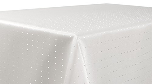 BEAUTEX Tischdecke Damast Punkte - Bügelfreies Tischtuch - Fleckabweisende, Pflegeleichte Tischwäsche - Tafeltuch, Eckig 130x220 cm, Champagner