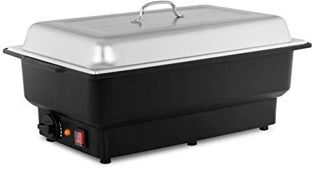 Royal Catering Calentador de Buffet Chafing Dish RCCD-1/1-100-KS-E (900 W, Profundidad Recipiente: 100 mm, 13,3 litros, 5 Niveles de Temperatura, Recipiente GN 1/1 Incl.)