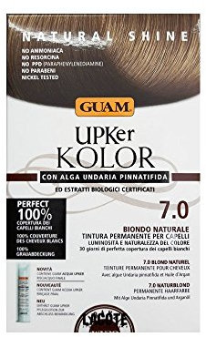 Guam, UPker KOLOR, Natürliche permanente Haarfarbe mit Undaria-Meeresalge und Bio-Extrakten, Ammoniakfreie Farbe, Made in Italy, Farbton 7.0 NATURBLOND