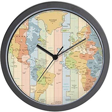 CafePress World Time Zone Map 10 Wall Clock for Livingroom, Kitchen, or Office