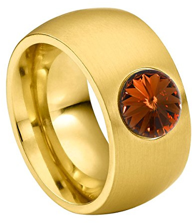 Heideman Ring Coma Damen Edelstahl mit Rivoli-Kristall poliert | Coma Ring Gold, Edelstahl, mit funkelndem Rivoli-Kristall poliert, Damen, nickelfrei, Geschenk