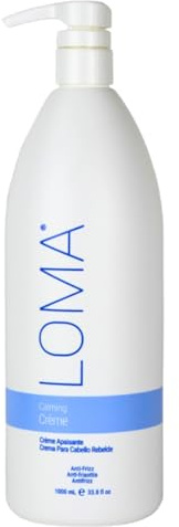LOMA Calming Creme 1L gegen Frizz & Hitzeschutz | Beruhigende Creme mit Aloe Vera und Jojobaöl; entwirrt, zähmt Frizz und schützt beim Glätten. Sulfat- & parabenfrei. 1L.