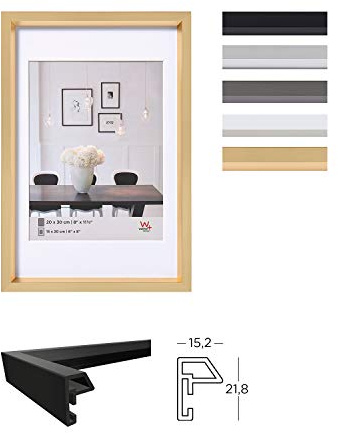 walther design Bilderrahmen stahl 30 x 30 cm mit Passepartout, Steel Style Kunststoffrahmen ES330D