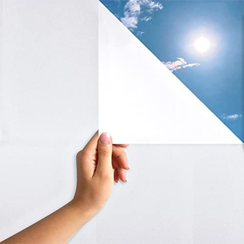 MARAPON® Fensterfolie selbsthaftend Blickdicht in weiß [60x200 cm] inkl. eBook mit Profitipps - Milchglasfolie mit sehr hohem Sichtschutz - Sichtschutzfolie statisch haftend für Bad & WC