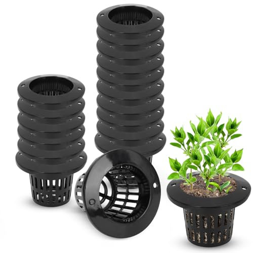 50 Pezzi Cestino per Piante Idroponiche, Riutilizzabile Idroponica Piantare Maglia Per La Coltura Plastica per verdure 1,1 x 1,5 pollici(Nero)