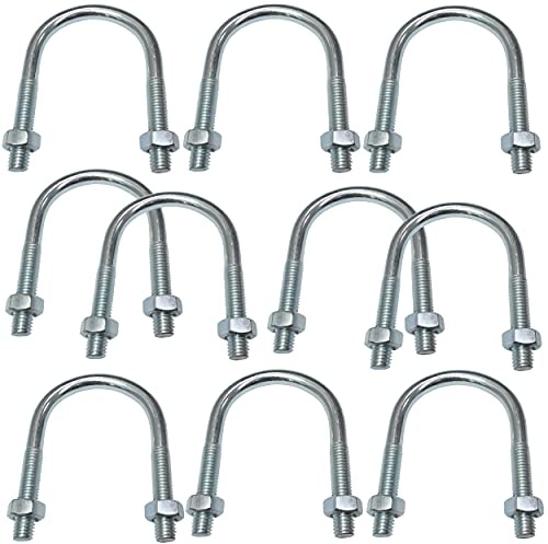 AERZETIX - C48539 - Satz von 10 U Bolzen und 20 muttern - bügelbolzen - bügelschraube M8-75x43mm - aus verzinktem kohlenstoffstahl - für rohrleitungen