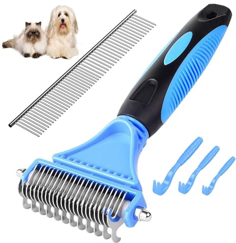 Hundebürste Katzenbürste,Hundekamm Katzenkamm,Zeckenhaken | 12+23 Haustier Entfilzungskamm + Edelstahlkamm Entfernen von Unerwünschten Haaren und Entwirren Knoten + 3er Zeckenentferner für Hund, Katze