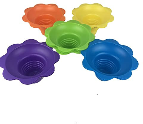 Heyiwell Bunte Blumen-Schneekegelbecher, auslaufsicher, Schneekegel, Eisbecher für Joghurt, rasiertes Eis oder Eiscreme, 20 Stück