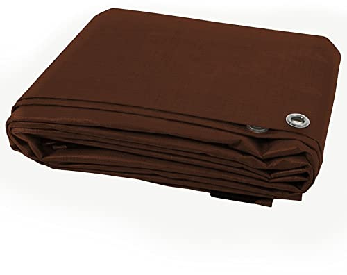 FLODI. Heavy Duty Brown Tarpaulin (3 x 4 m, 240 g/m²) Waterproof Tarp, Ground Sheet Caravan Camping Cover, Multipurpose Tarp, Durable Eyelets with Reinforced Corners
