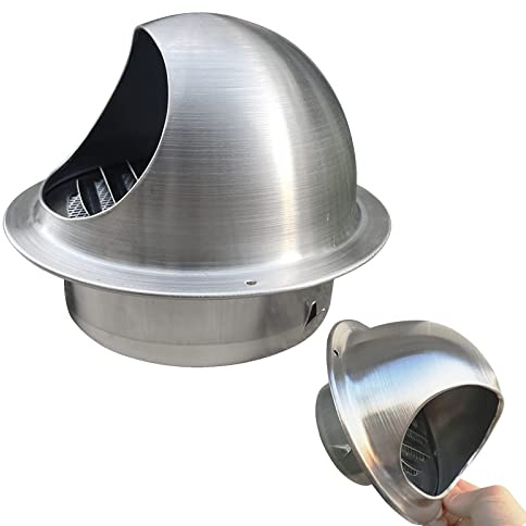 Duchunsheng Grille De Ventilation Hotte 50mm ~ 300mm Mural Bouches D'aération, Sortie D’air Murale Ronde en INOX avec Grille, Empêcher Le Vent De Face, Grille AéRation D'Évacuation Murale Externe