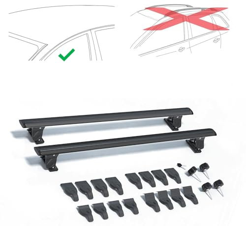 Rebeca Shop® Barre Da Tetto Portapacchi Universali Con Serratura Antifurto Nero Per Auto Adatte Per Auto Con Tetto Liscio Senza Barre Longitudinali O Rails 130-140cm (Barre 140cm (LS55)