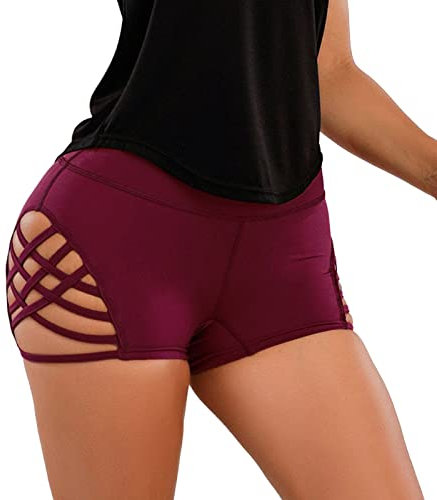 AMDOLE Hose Kurz Tennis Enge Yoga-Shorts für Damen mit hoher Taille, seitlich groß, hohl, sexy Fitness-Shorts Poledance Hosen