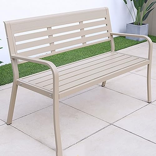 Gartenbank, Aluminium Bank Garten mit Rückenlehne und Armlehne, 2-Personen-Terrassenbank, Wetterfest, Einfaches und Modernes Design, Sowohl für Den Außen- Als Auch für Den Innenbereich Geeignet ( Colo