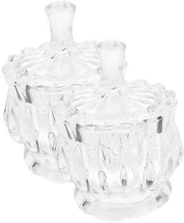 AOKWAWALIY 2 x Süßigkeitenglas mit geprägtem Glas, Salzdose, Teedose, Keksdose, Hochzeit, Süßigkeiten-Organizer, Apotheker-Aufbewahrungsgläser, Hochzeit, Zuckerdose, Glas, Schmuck, getrocknete Früchte