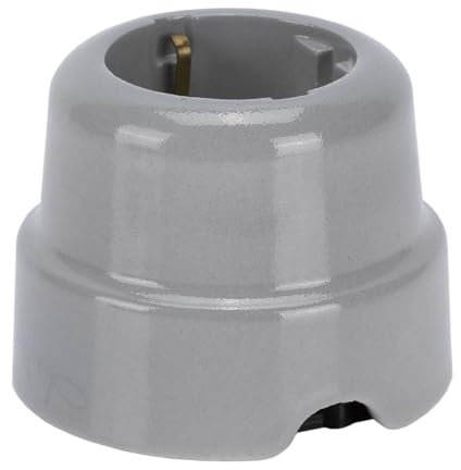 FANTON Socket schuko tyska vintage keramik färg grå 2P+T 16A porslin vägg ihålig installation textil retro stil 84011GR