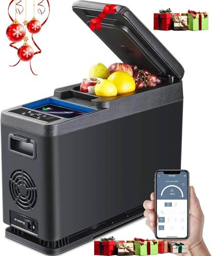 AAOBOS Glaciere a Compression 8L, 12V Réfrigérateur de Voiture à Compresseur, Glaciere Electrique APP und Bouton Contrôle, Frigo pour Voiture, Camion, Camping, Voyage, Réfrigérateur d'accoudoir