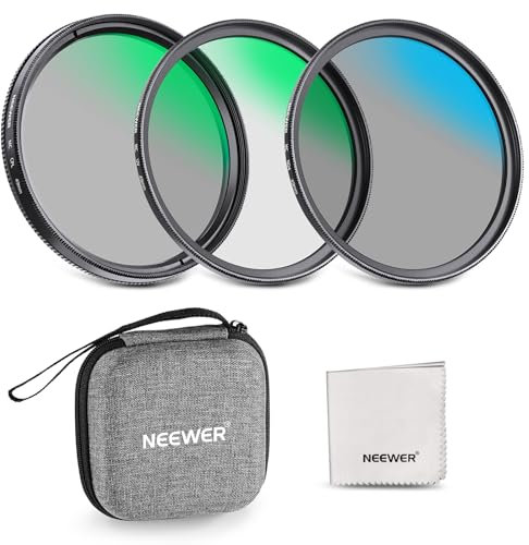 NEEWER 49mm Kit Filtres d'Objectif UV/CPL/ND Sac Rigide Verre Optique et Cadre en Alliage Aluminium Accessoire Ultraviolet Filtre + Polarisant Circulaire (CPL)+Filtres Densité Neutre(ND4) avec étui