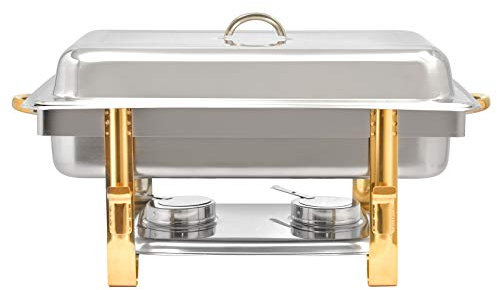 9L Edelstahl Chafing Dish Buffet Tray Chafer 9L Lebensmittel Warmer Container mit LidChafing Dish Buffet Set Rechteckige Catering Food Warmer für Parteien Events Hochzeit Bankett Dining Küche(Silber)