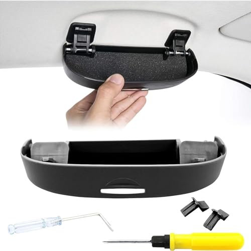 NUBHYYIO Auto Brillenhalter Brillenetui Für Audi RS Q8 SQ7 SQ8 2020 2021, ABS Sonnenblende Sonnenbrillenhalter Sonnenbrille Brillenbox Aufbewahrung Multifonction Innenraum Zubehör,A/Black