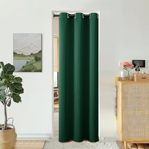 BGment Emerald Green Door Curtain 78 Inch Length for Doorway, Bedroom Closet Curtain, Privacy Thermal Insulated Blackout Grommet Room Divider for Room Separation, 1 Panel, 40 Inch Wide