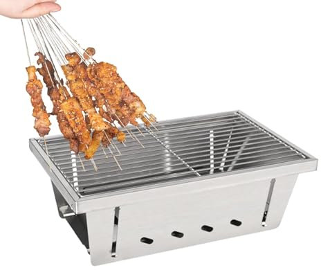 Camping Grill | Faltbarer tragbarer BBQ Herd Grill - Camping Kochset Backpacking Herd mit Tragetasche für Lagerfeuer, Terrasse, Outdoor Kochen