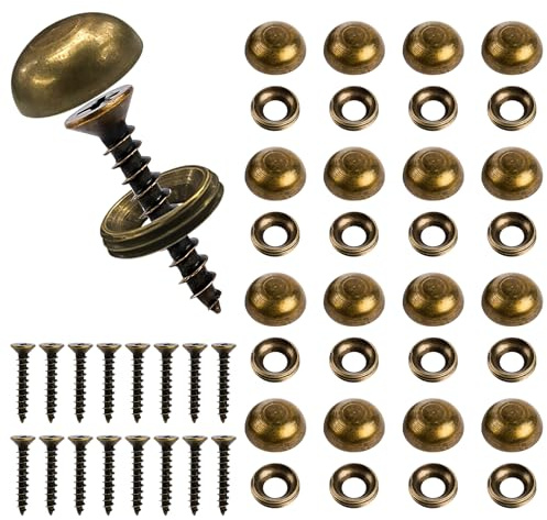 16 tornillos decorativos de latón con tapas, tornillo autorroscante, cubierta decorativa, puertas de armarios y tornillos de ventana, tornillos de espejo, madera hecha a mano para fijación de muebles