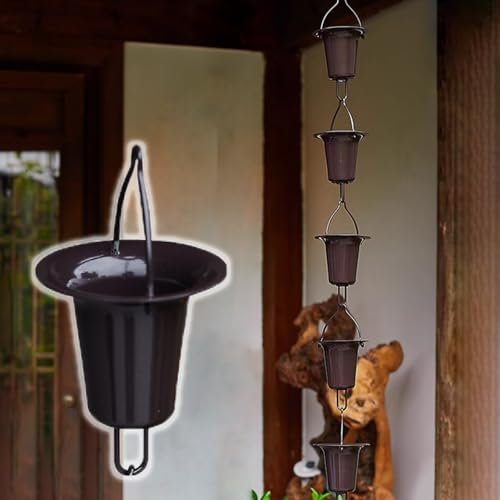 UrbanUp Regenablaufkette Gartendekoration Japanische Regenkette, Einzigartige Tasse Downspout -Kette mit 5 Tassen/m, Metallhänge -Wasserkette für Regenrinne/Abwärtsrohre (Size : 4 m (13ft))