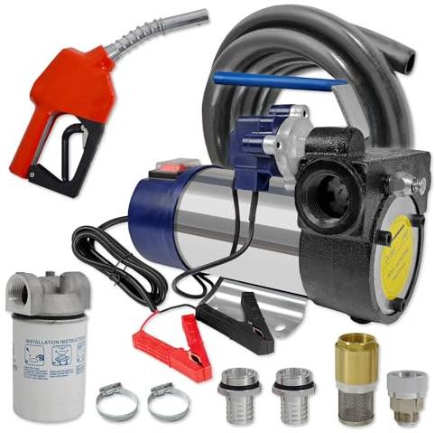 DIESELPUMPE Heizölpumpe Biodiesel-Pumpe Universal Automatic DIESEL STAR 160 FASSPUMPE mit 12V Anschluss, mit Schlauch, Zubehör mit Zapfpistole, Schlauch, Rückschlagventil (7-DPS01152-6S3)