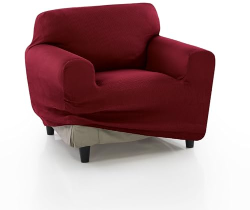 FAVERTI® Funda Sillón Elástica Universal de 70 a 110 cm | Modelo Reale | Burdeos | Funda Protectora Sillón Individual | Protector de Calidad de Tejido Jacquard Tacto algodón