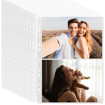 100 Stück fotohüllen din a4 postkarten,Transparent Postkartenhüllen,400 DoppelseitigFotohüllen 2 Taschen Foto Seitenschutz,Klarsichthüllen a4 Fotohüllen für Zum Fotos Postkarten aufbewahrung