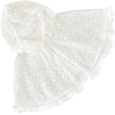 Holibanna Cape En Dentelle Blanche Pour BéBé Fille 0-2 Ans Avec Capuche Et Liens Doux Et Respirant Cape De Princesse Léger Pour Sorties Et Fêtes