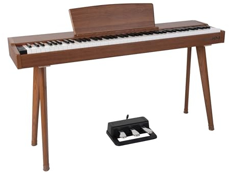 keymaXX Digital Piano 88 gewichtete Tasten, Hammermechanik, exzellenter Klang, MIDI I/O, USB-Anschluss, 2 Kopfhöreranschlüsse, 3-fach Pedal, elegantes Kiefer Design, ideal für Einsteiger