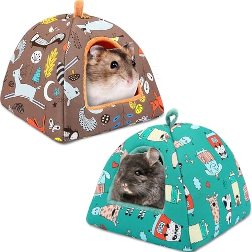UPINS 2 Stück Meerschweinchenbetten, Meerschweinchenbetthaus Waschbar Kleintierhaus Käfigzubehör für Chinchillas, Zwergkaninchen, Igel, Hamster, Bartagamen, Frettchen und Ratten