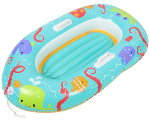 Yardwe Aufblasbares Kinderboot Mit Handlauf PVC Kleines Schwimmbadboot Cartoon Wasserspielzeug Mädchen Jungen Strand Pool