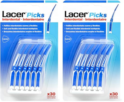 LACER INTERPROXIMAL - Picks Interdental 30 Unidades, Punta de Goma Triangular Suave y Flexible, Gran Capacidad de Adaptación a Espacios Interdentales, Sin Partes Metalicas, Mango Ergonómico